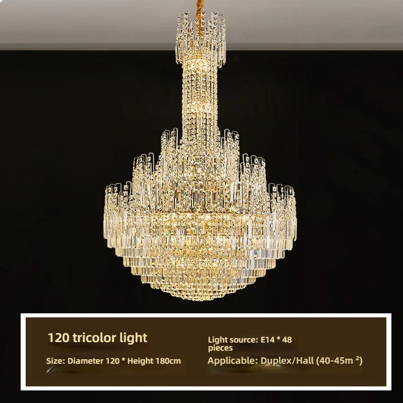 Hollow Crystal Chandelier for Duplex Hall and Staircase Lighting