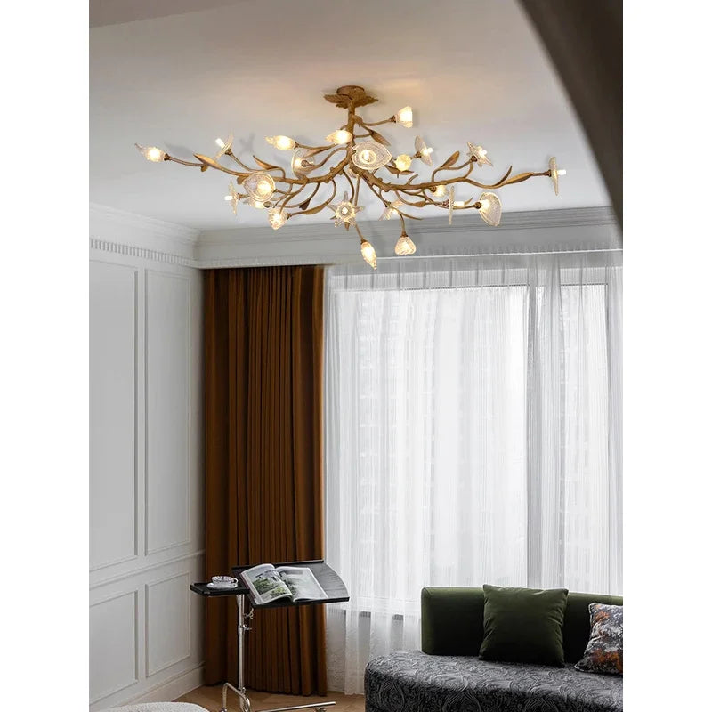 Élise Postmodern Copper Crystal Flower Chandelier Ceiling Light