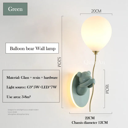 Chloé Balloon-Bär LED-Wandlampe Kinderzimmer Prinzessinnenstil