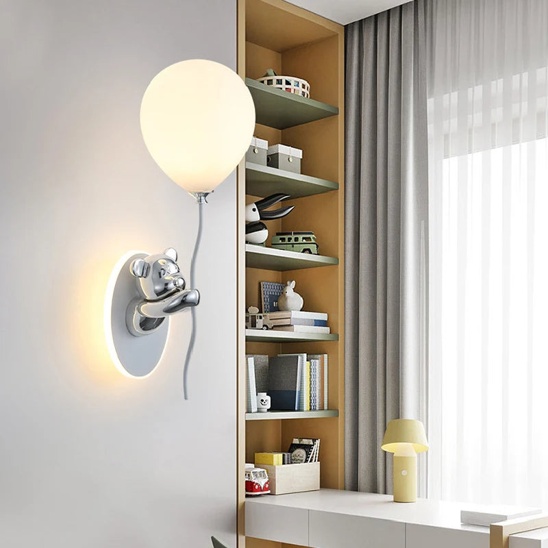 Chloé Balloon-Bär LED-Wandlampe Kinderzimmer Prinzessinnenstil