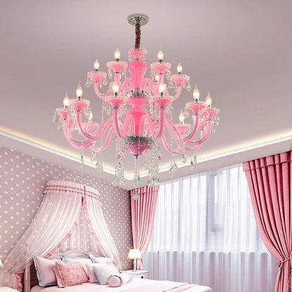 Kunst Kerze Rosa Kristall - Pendelleuchter für Schlafzimmer | Mädchenzimmer Kinderzimmer Wohnzimmer Restaurant