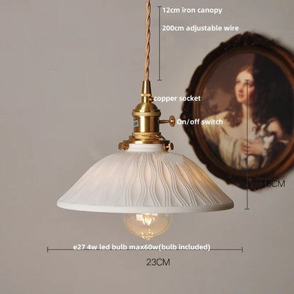 Élise Rose Blumen Keramik LED Pendelleuchte Nordisches Holz