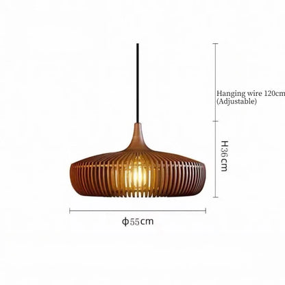 Élodie Wood Birdcage Pendant Lamp E27 Loft Dining Light