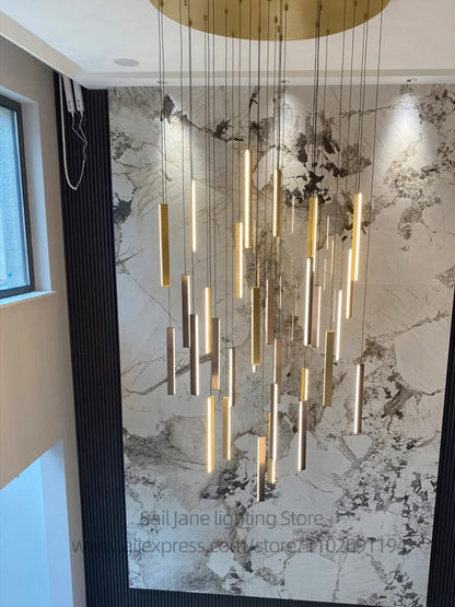 Élise Nordic Square LED Treppenhaus Pendelleuchte Kronleuchter