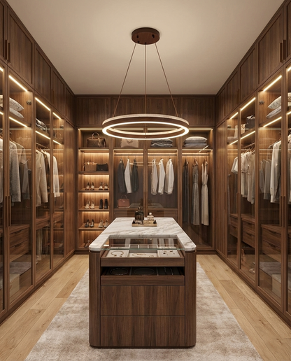 Aurélien Ring Kronleuchter, Travertin und Holz LED Design