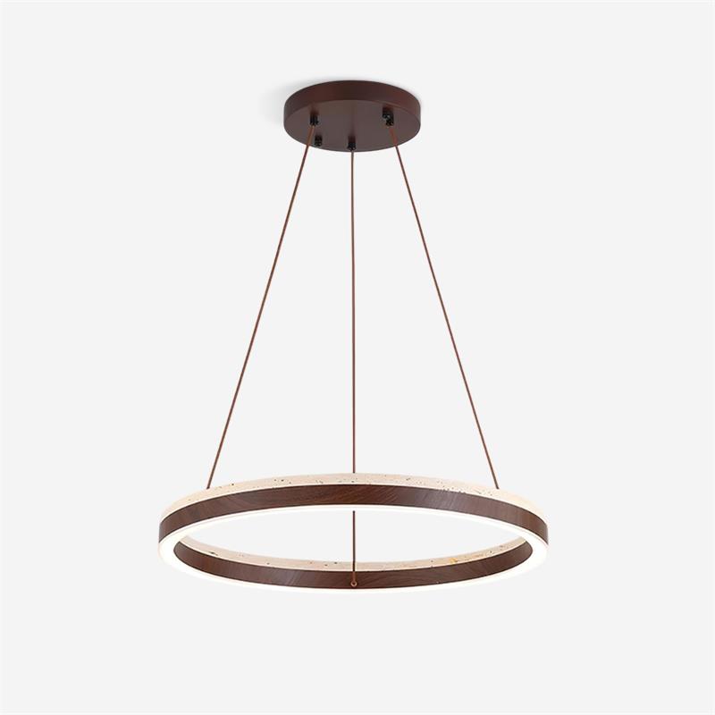 Aurélien Ring Kronleuchter, Travertin und Holz LED Design