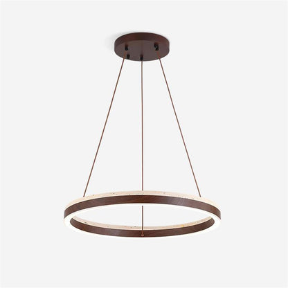 Aurélien Ring Kronleuchter, Travertin und Holz LED Design