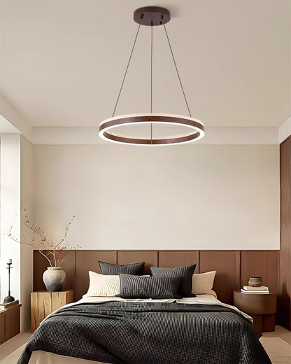 Aurélien Ring Kronleuchter, Travertin und Holz LED Design