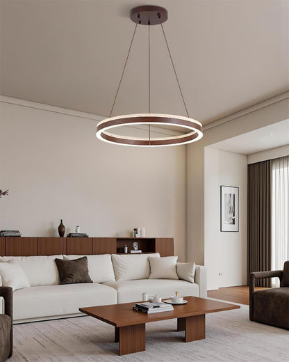 Aurélien Ring Kronleuchter, Travertin und Holz LED Design