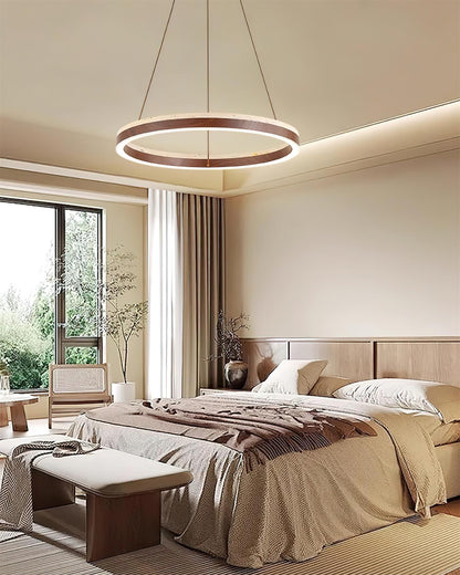 Aurélien Ring Kronleuchter, Travertin und Holz LED Design