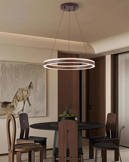 Aurélien Ring Kronleuchter, Travertin und Holz LED Design
