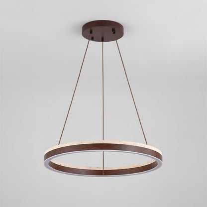 Aurélien Ring Kronleuchter, Travertin und Holz LED Design