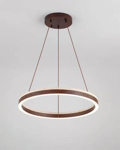 Aurélien Ring Kronleuchter, Travertin und Holz LED Design