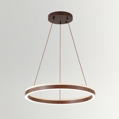 Aurélien Ring Kronleuchter, Travertin und Holz LED Design