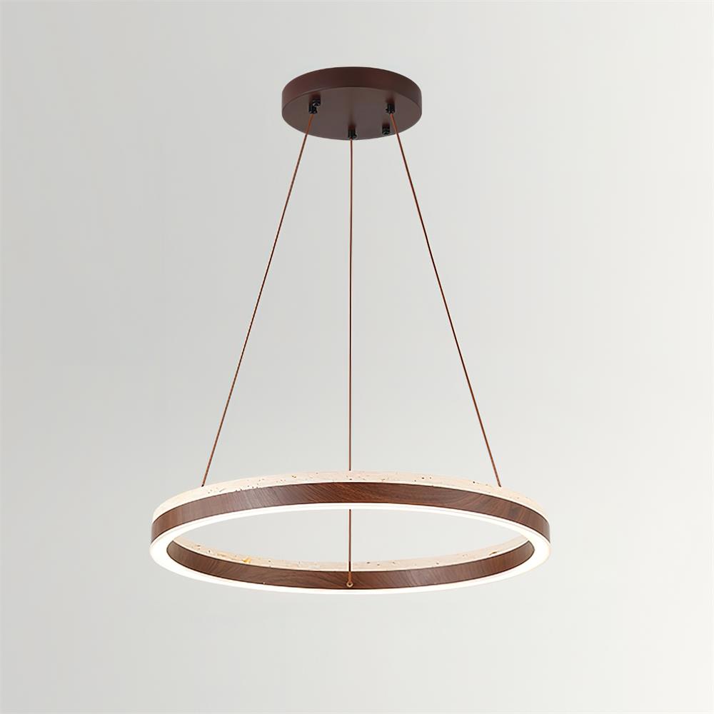 Aurélien Ring Kronleuchter, Travertin und Holz LED Design