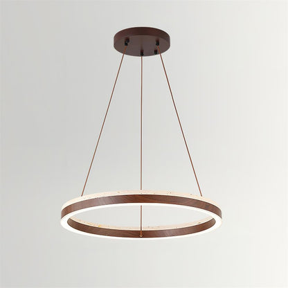 Aurélien Ring Kronleuchter, Travertin und Holz LED Design