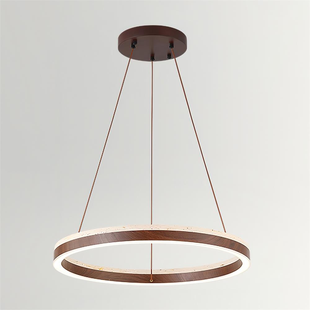 Aurélien Ring Kronleuchter, Travertin und Holz LED Design