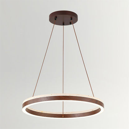Aurélien Ring Kronleuchter, Travertin und Holz LED Design