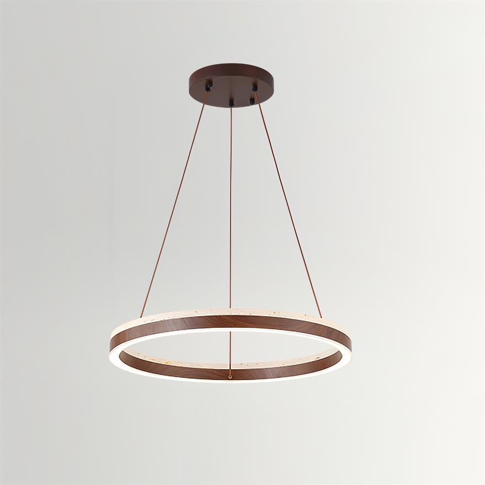 Aurélien Ring Kronleuchter, Travertin und Holz LED Design