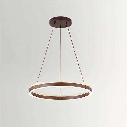 Aurélien Ring Kronleuchter, Travertin und Holz LED Design