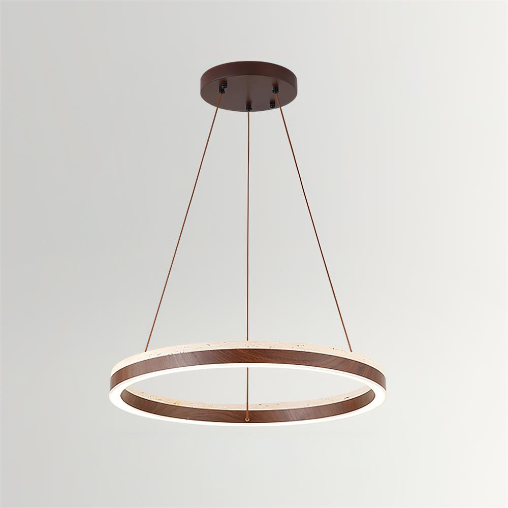 Aurélien Ring Kronleuchter, Travertin und Holz LED Design