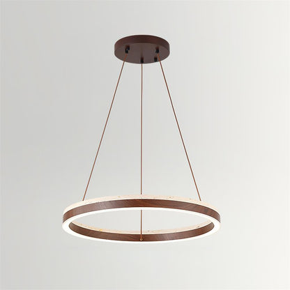 Aurélien Ring Kronleuchter, Travertin und Holz LED Design