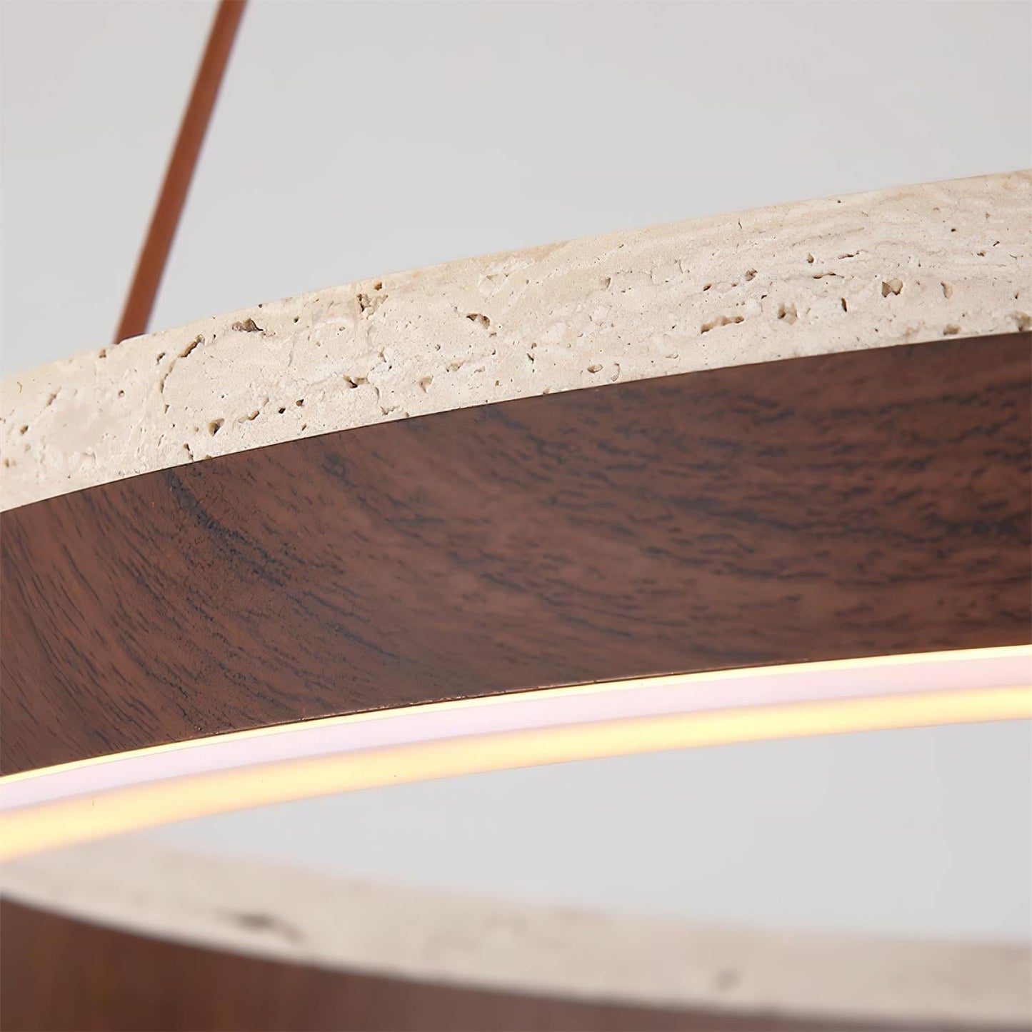 Aurélien Ring Kronleuchter, Travertin und Holz LED Design