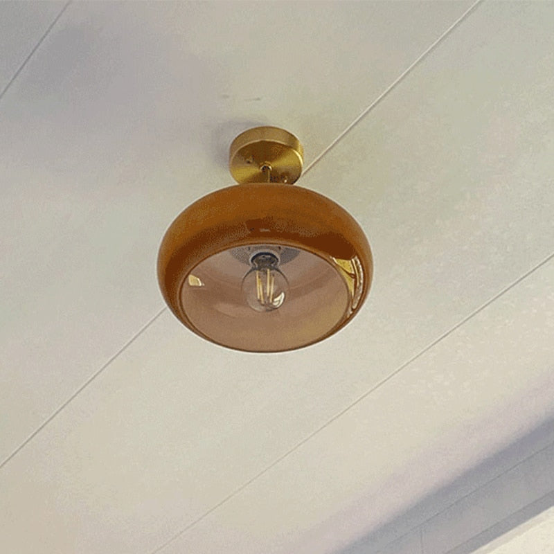 Camille Soleil Retro Deckenleuchte aus Messing und Glas