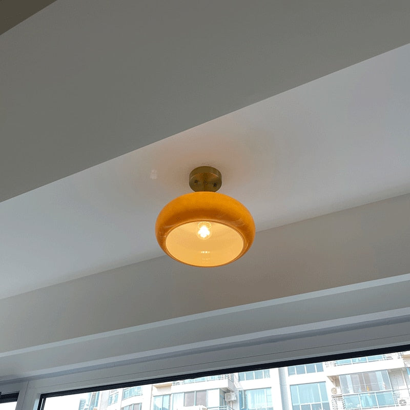 Camille Soleil Retro Deckenleuchte aus Messing und Glas