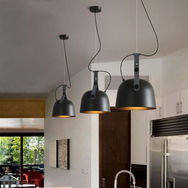 Élise Sonoma LED-Pendelleuchte aus Metall und Leder