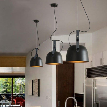 Élise Sonoma LED-Pendelleuchte aus Metall und Leder