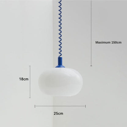 Camille Retractable Spring Wire LED Pendant Light White Glass Modern Fixture
