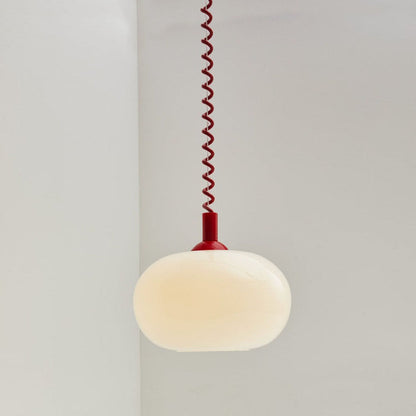 Camille Retractable Spring Wire LED Pendant Light White Glass Modern Fixture
