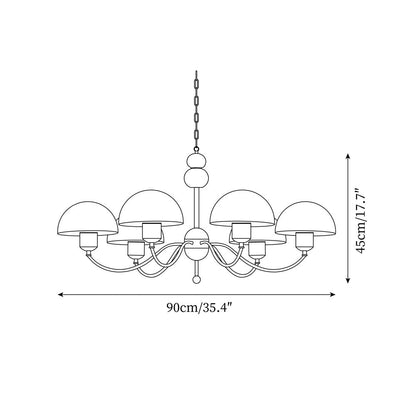 Manon Chandelier, Wooden Beads with Curved Metal Arms and Soft Shades