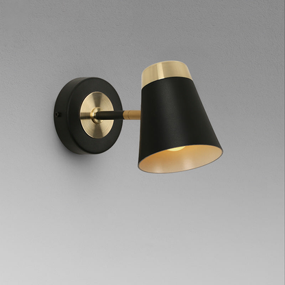 Amélie Schwarz-goldene Wandleuchte in Konusform