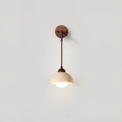 Élise Travertine Wall Lamp with Wood & Stone Finish