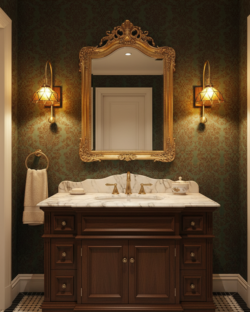 Juliette Tiffany Wall Light Brass Walnut and Glass Lighting