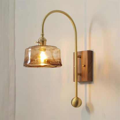 Juliette Tiffany Wall Light Brass Walnut and Glass Lighting