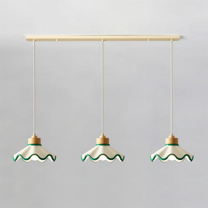 Juliette Pendant Lamp, Scalloped Resin Shade with Wood Accent