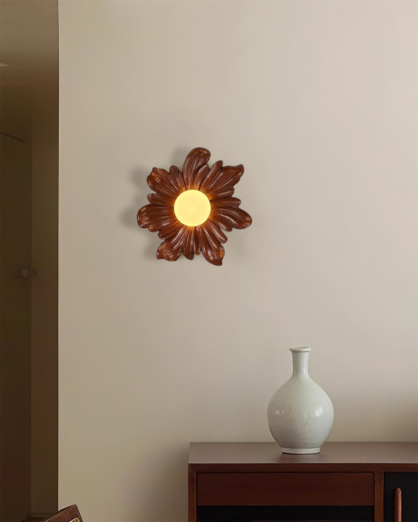 Camille Floral Resin Wall Lamp with Soft Glow Design
