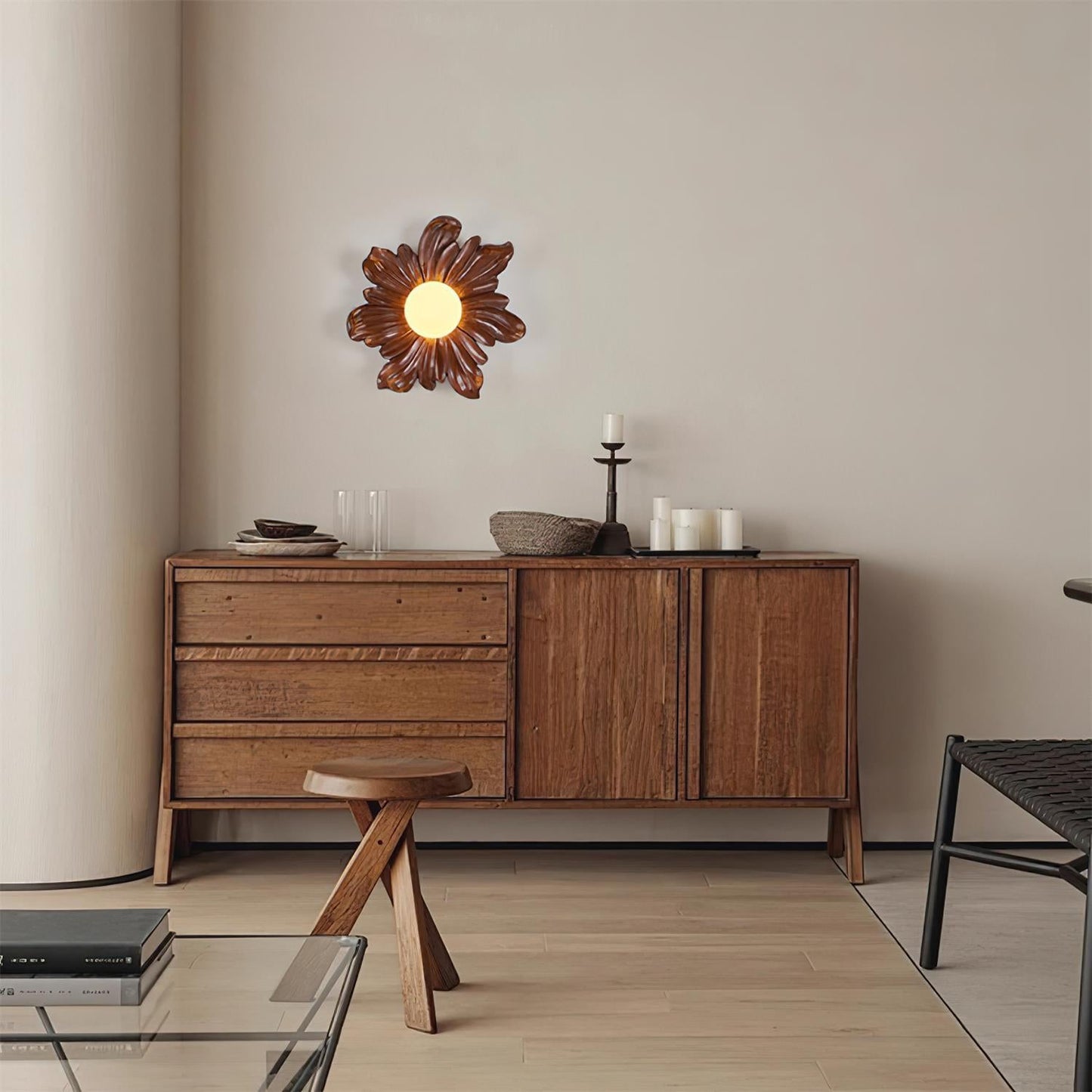 Camille Floral Resin Wall Lamp with Soft Glow Design