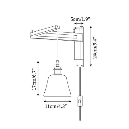 Madeleine Vintage Plug-In Wall Lamp with Adjustable Arm and Frosted Glass