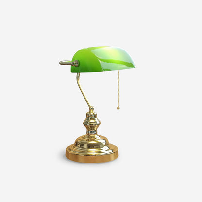Colette Vintage Bankierlampe mit grünem Glasschirm