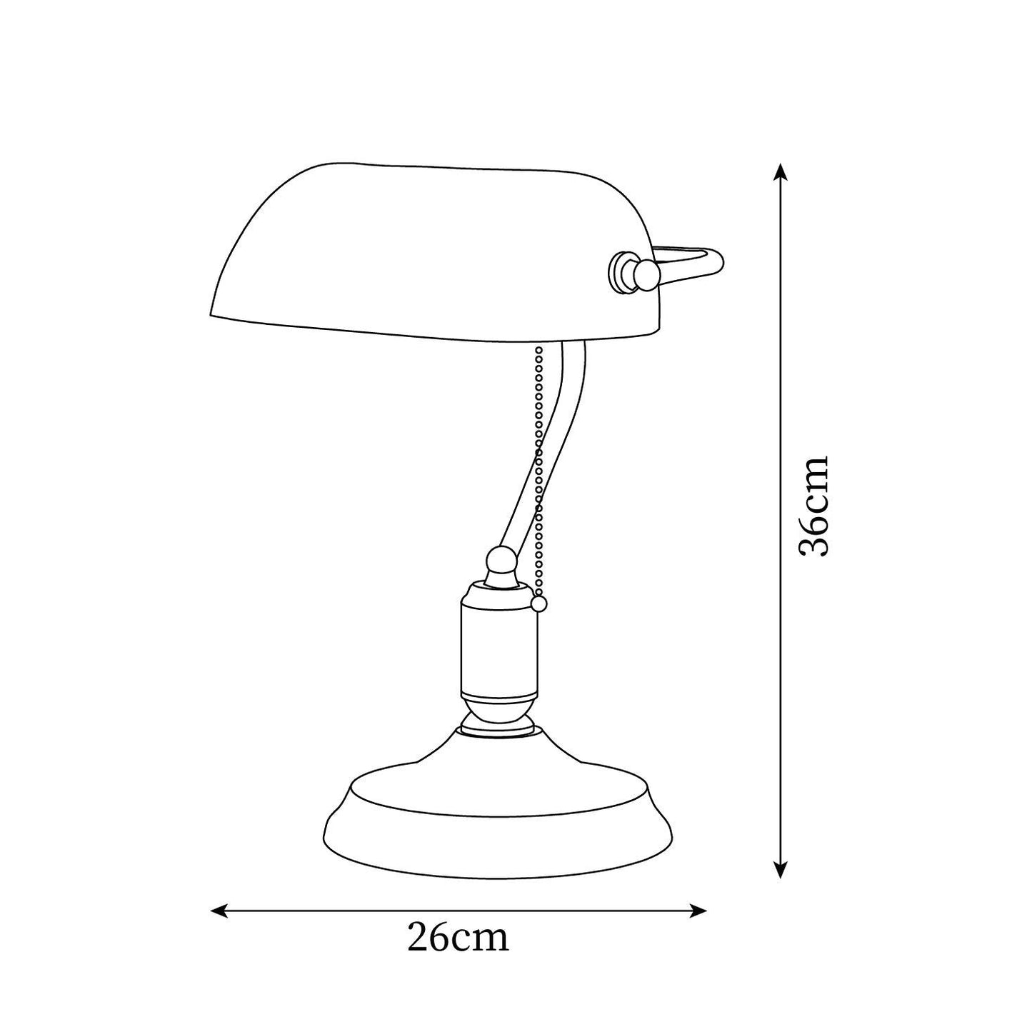Colette Vintage Bankierlampe mit grünem Glasschirm