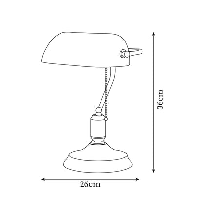 Colette Vintage Bankierlampe mit grünem Glasschirm