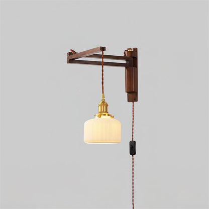 Madeleine Vintage Plug-In Wall Lamp with Adjustable Arm and Frosted Glass
