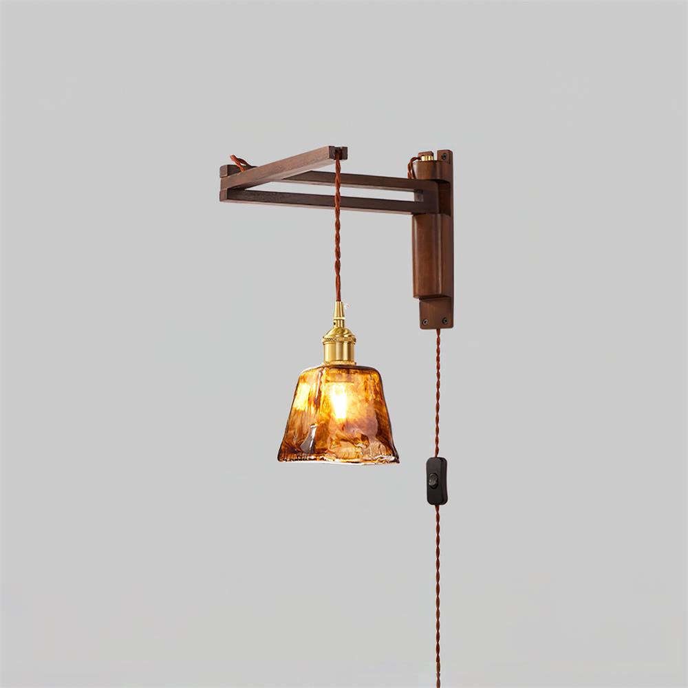 Madeleine Vintage Plug-In Wall Lamp with Adjustable Arm and Frosted Glass