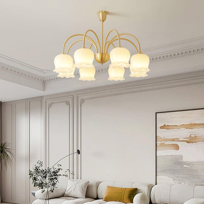 Amélina Vintage Gold & Beige Orchid Chandelier