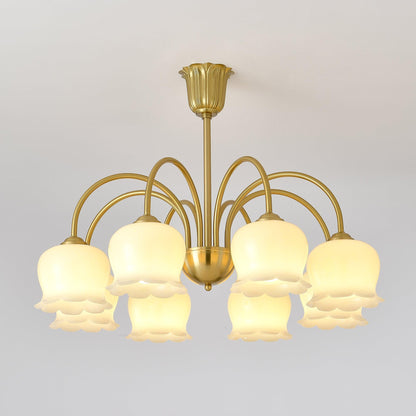 Amélina Vintage Gold & Beige Orchid Chandelier