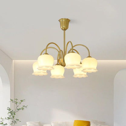 Amélina Vintage Gold & Beige Orchid Chandelier